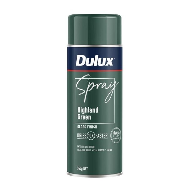 Dulux Spray Paint 340g Gloss Highland Green - Fast Drying - Self Priming