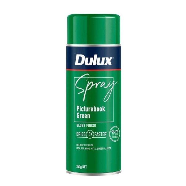 Dulux Spray Paint 340g Gloss Picture Book Green - Fast-Drying, Self-Priming