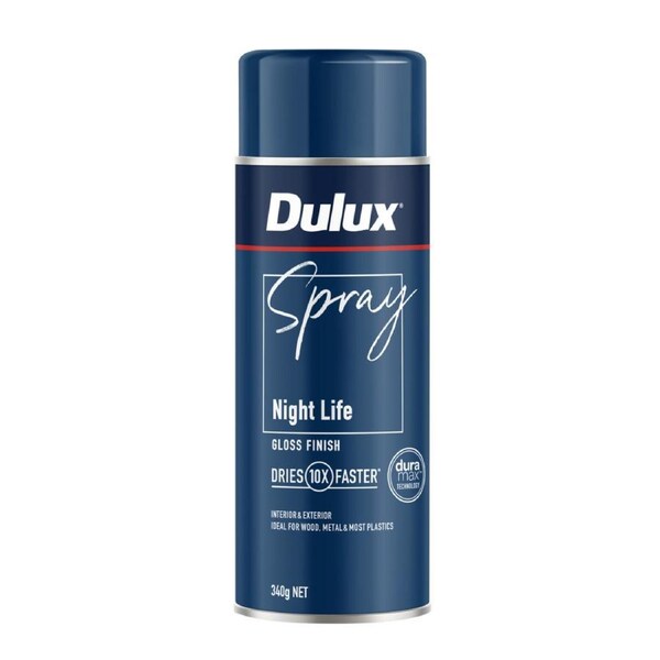 Dulux Spray Paint 340g Gloss Night Life - Fast Drying - Self-Priming