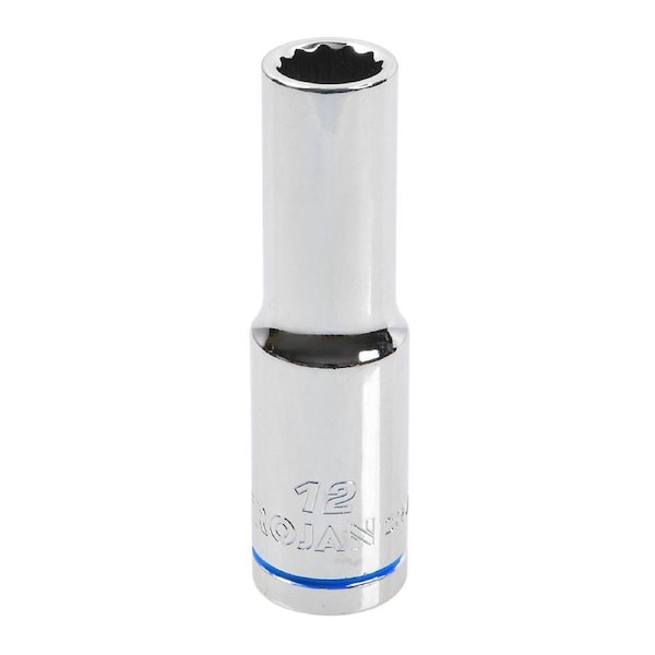 Trojan 12mm Deep Socket 1/2" Drive - Polished Chrome Vanadium - 12 Point - Lifetime Warranty