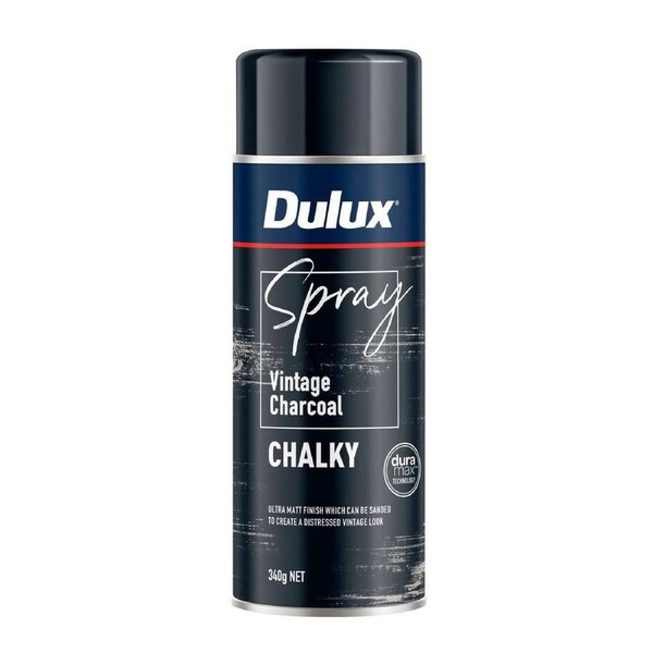 Dulux Spray Paint Chalky 340g Vintage Charcoal - Fast Drying - Self-Priming