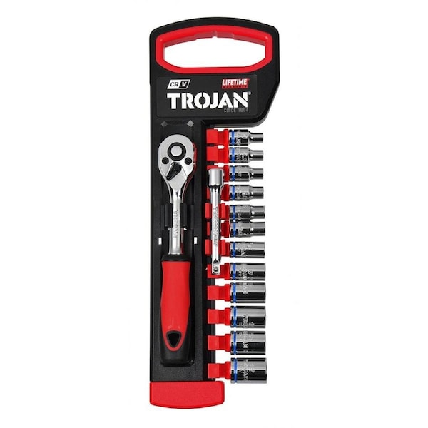 Trojan 14 Piece Socket Set 1/4" - Metric Chrome Vanadium - Lifetime Warranty