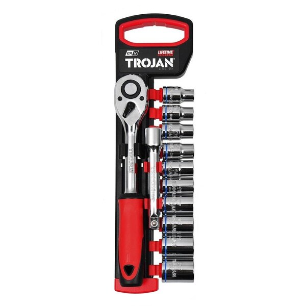 Trojan 12 Piece Socket Set 1/2" - Metric Chrome Vanadium - Lifetime Warranty