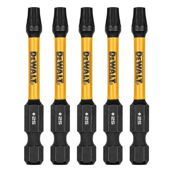 Dewalt Flextorq Screwdriver Bit 5 Pack - 57mm TX25 - Impact Resistant