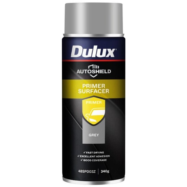 Dulux Autoshield Spray Paint Primer Surfacer 340g 0.34L Grey - Fast Drying