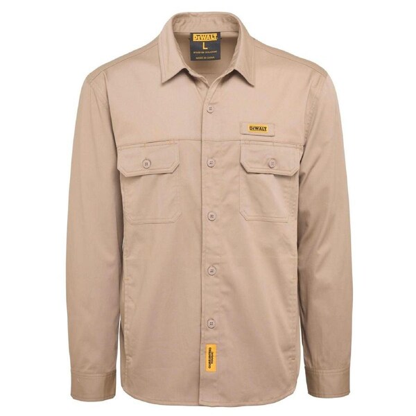 Dewalt Khaki Granite Long Sleeve Button Up Shirt M - Moisture Resistant - Durable