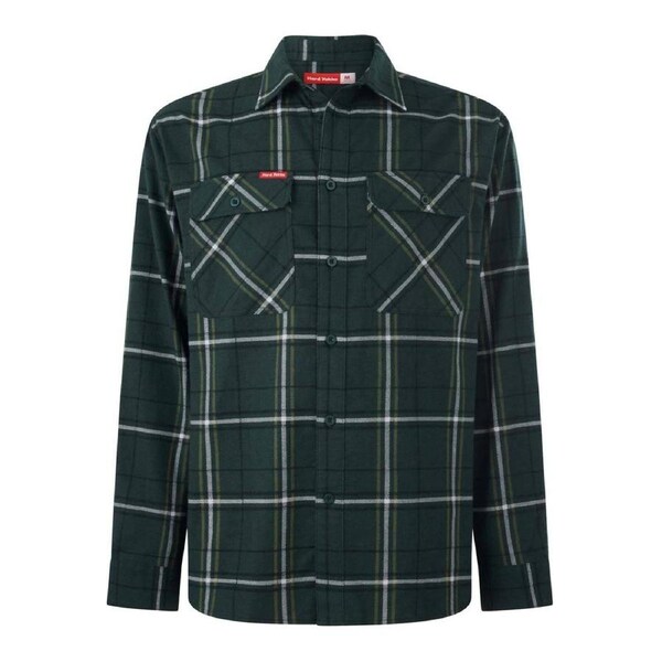 Hard Yakka Green Check Long Sleeve Flannel Shirt XL - Durable - Comfortable