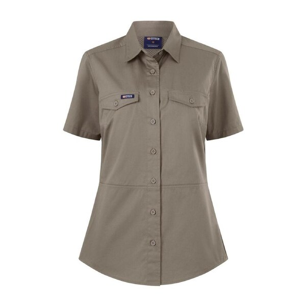 Citeco Womens Short Sleeve Shirt Size 12 - Khaki - UPF 50+ Sun Protection