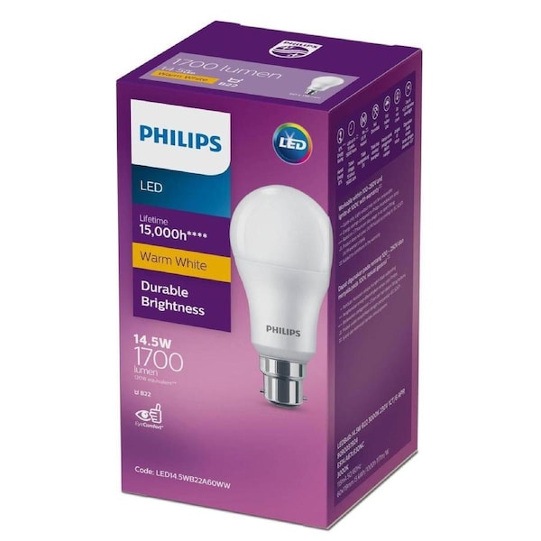 Philips A60 B22 LED Globe 1700lm 14.5W Warm White - Energy Efficient