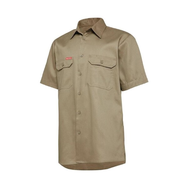 Hard Yakka Khaki Core Lightweight Vented Short Sleeve Shirt M - Breathable Cotton - Relaxed Fit