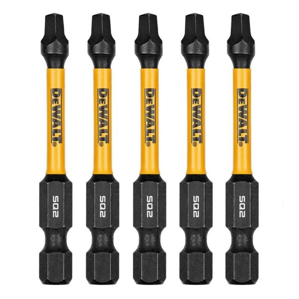 Dewalt Flextorq Screwdriver Bit 57mm SQ2 - 5 Pack - Impact Resistant