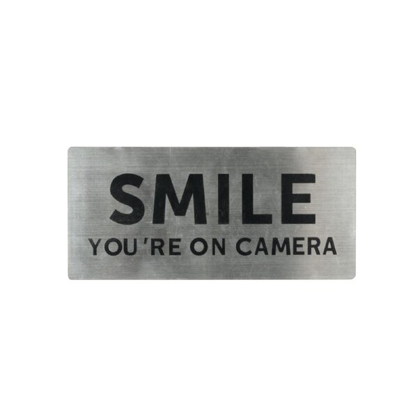 Sandleford Stainless Steel Smile You're on Camera Sign 140 x 65mm - Weather-Resistant