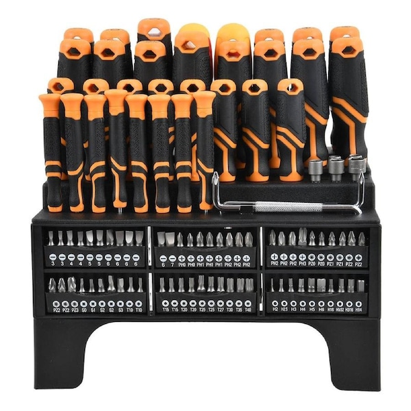 Craftright 100 Piece Screwdriver Set - 300mm x 310mm x 150mm - Durable Steel - Soft Grip Handles