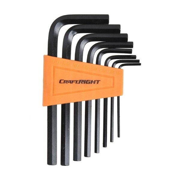 Craftright 8 Piece Metric Hex Key Set - Chrome Vanadium Steel - 1.5mm to 6mm