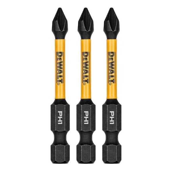 Dewalt 57mm PH1 Flextorq Screwdriver Bit - 3 Pack - Impact Resistant