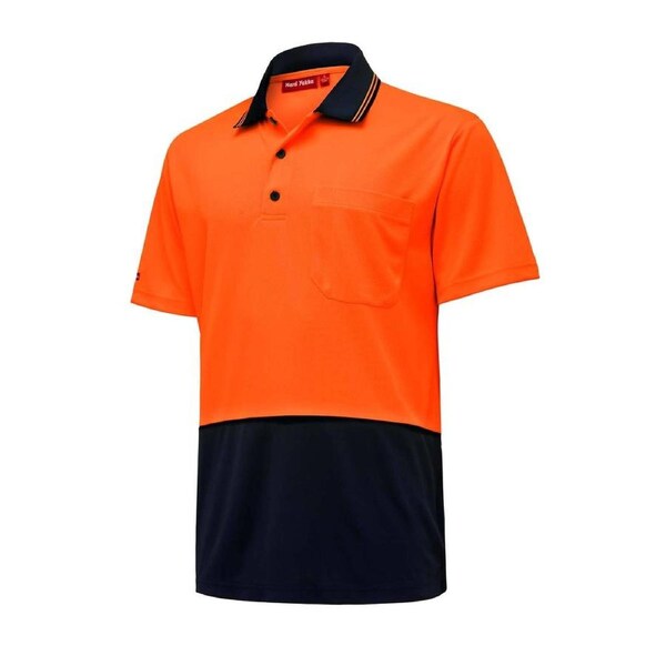 Hard Yakka Hi Vis Short Sleeve Polo 3XL - Orange and Navy - Durable Comfort