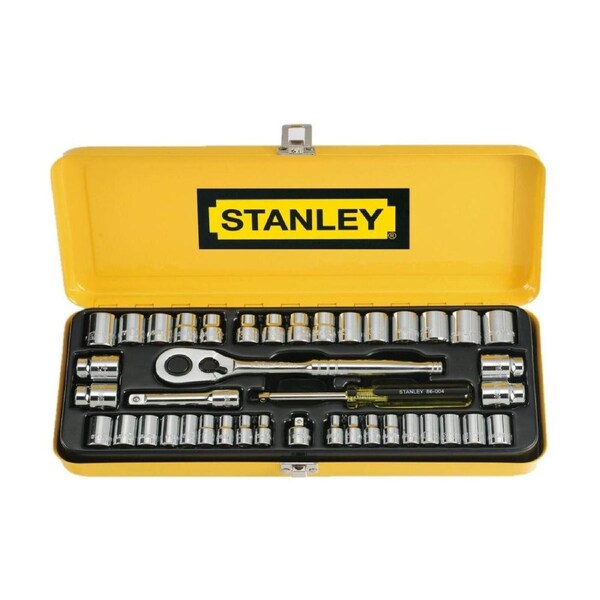 Stanley 41 Piece Socket Set - 1/4" & 3/8" Drive - Chrome Vanadium Steel - Durable