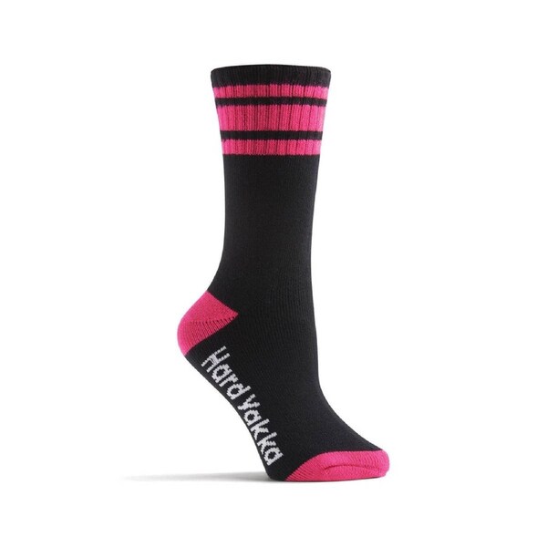 Hard Yakka Bamboo Work Socks - Women's - 3 Pack Size 3-8 - Black Pink - Comfortable