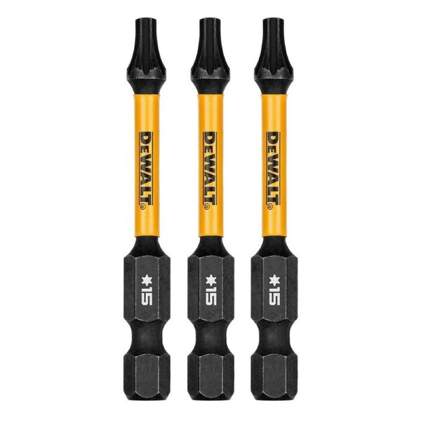 DeWALT FLEXTORQ 57mm TX15 Torx Impact Screwdriver Bits 3 Pack