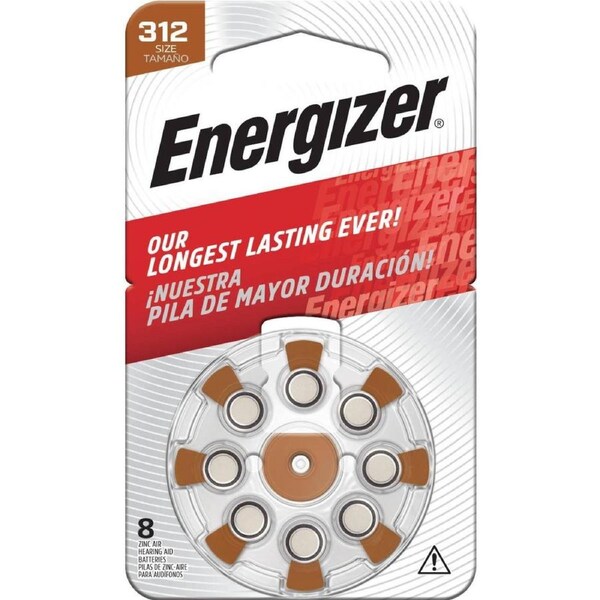 Energizer Hearing Aid Batteries 312 - 8 Pack - 63.5mm x 107.95mm - Reliable Power