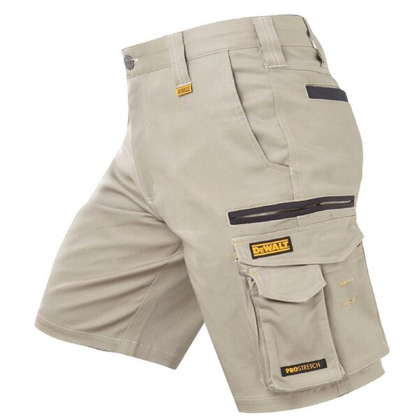 Dewalt Khaki Bennington Prostretch Shorts Size 38 - 360o Flexibility - UPF 50+ Protection