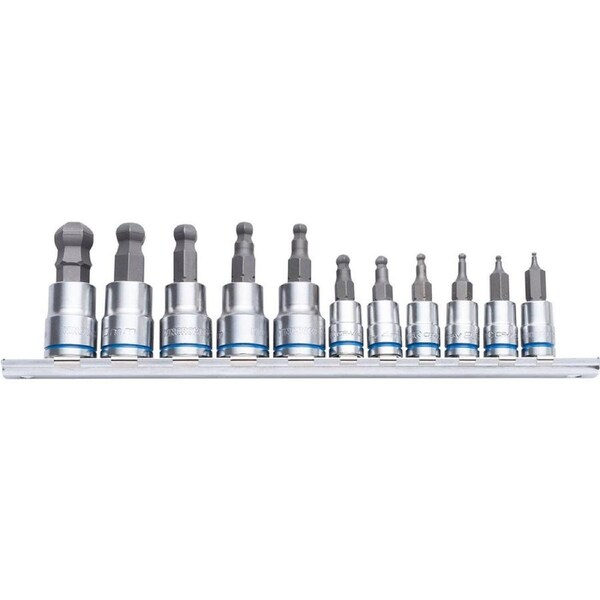 Kincrome 11 Piece Metric Short Series Ball End Hex Socket Set - 1/4" & 3/8" Drive - Chrome Vanadium Steel
