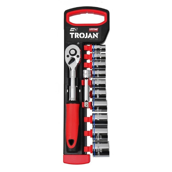 Trojan 12 Piece Socket Set 3/8" - Metric Chrome Vanadium - Lifetime Warranty