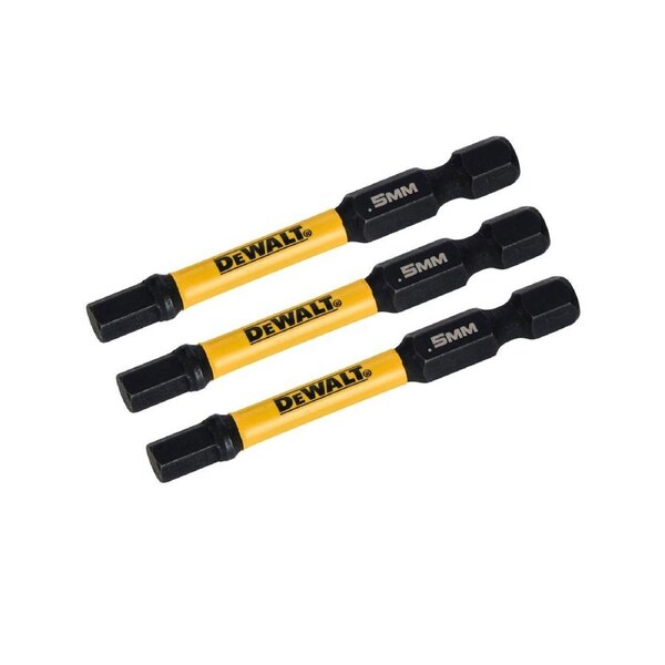 Dewalt Flextorq Screwdriver Bit 3 Pack - 57mm Hex5 - Durable & Impact-Ready