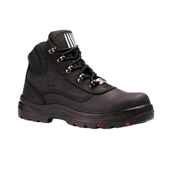 Shewear Black Womens Safety Workboots Size 7 - True Wide Fit - Nubuck Leather