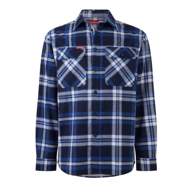 Hard Yakka Blue Check Long Sleeve Flannel Shirt Size M - Durable - Comfortable