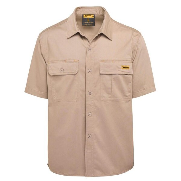 DeWALT Size L Khaki Basalt Cotton Short Sleeve Button Up Shirt