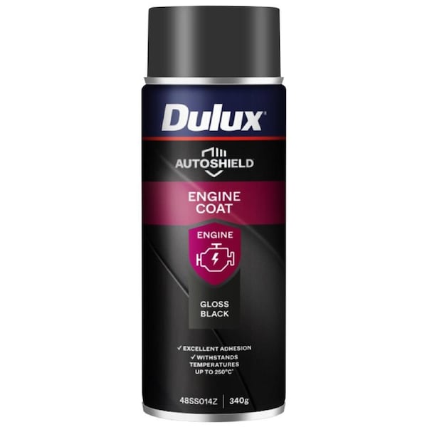 Dulux 340g Autoshield Engine Coat Spray Paint - Gloss Black - High-Temperature Resistance
