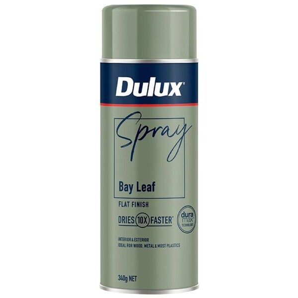 Dulux 340g Bay Leaf Flat Spray Paint - 0.34L - Fast Drying, Self-Priming