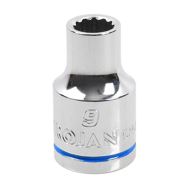 Trojan 9mm Socket 1/2" Drive - Chrome Vanadium - Durable - 12-Point Design