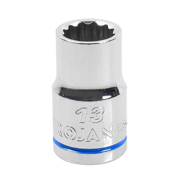 Trojan 13mm Socket 1/2" Drive - Polished Chrome Vanadium - Durable Design
