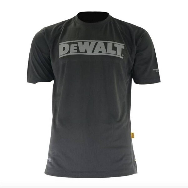 DEWALT Oxide Black Crew Neck Shirt M - Durable Cotton Blend - UPF 50+