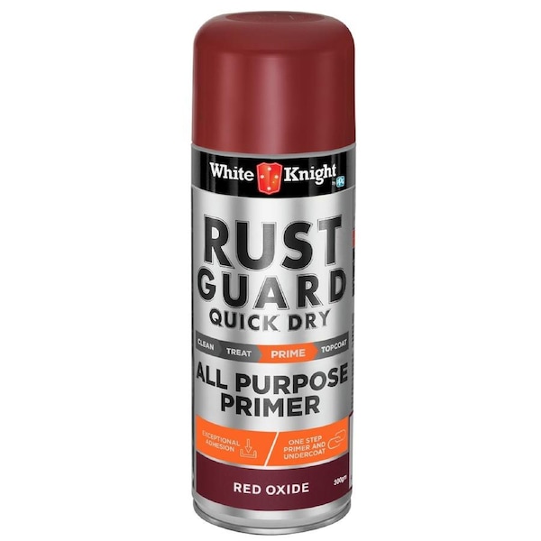 White Knight Rust Guard 300g Red Oxide All Purpose Primer Quick Dry Spray Paint Solvent Based