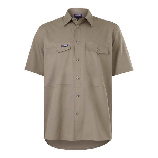 Citeco XL Khaki Short Sleeve Shirt - Lightweight Cotton - UPF 50+ Sun Protection