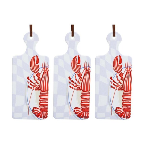 3PK LVD Lobster Rectangular Ceramic/Cork Trivet Home Kitchen Decor 30x12cm