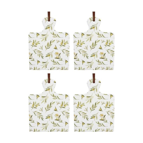 4PK LVD Olives Square Ceramic/Cork Trivet Home Kitchen Decor 20.5x15cm
