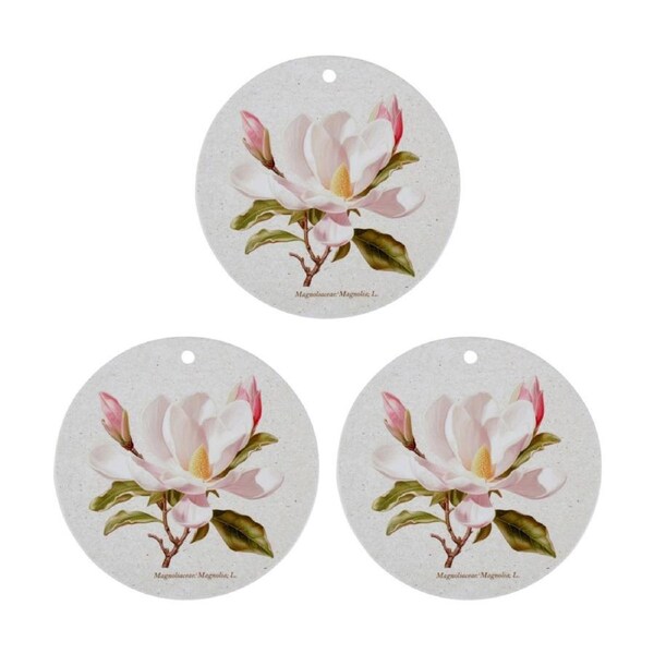 3PK LVD Magnolia Ceramic Wall Plaque/Trivet Home Kitchen Decor 20x20cm