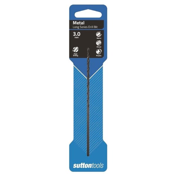 Sutton Tools Long Series Jobber Drill Bit - 3.0mm - M2 HSS - Deep Drilling