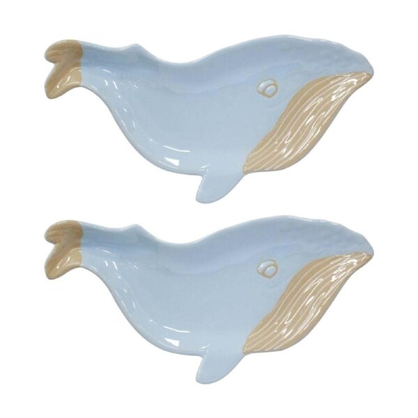 2PK LVD Whale Ceramic Kitchen Dinner Trinket Tray Plate Home Decor 31x15x2cm