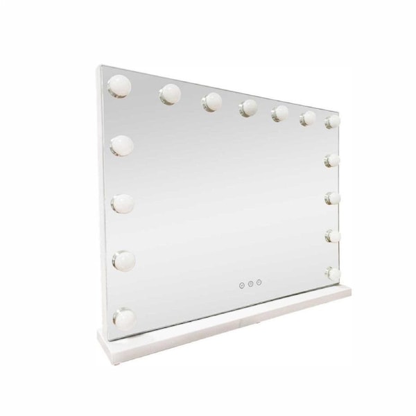 Lenoxx LED Beauty Mirror with 15 Bulbs, Colour Settings, USB A and USB C, White, 58 × 48cm