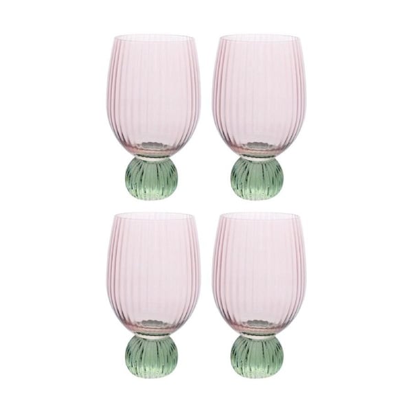 4PK LVD Decorative Moss Ribbed Water Glass Barware/Drinkware Decor Green/Pink