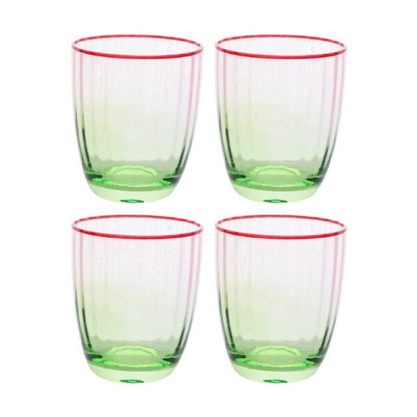 4PK LVD Decorative Poppy Water Glass Barware/Drinkware Decor Green/Red 10x8x8cm