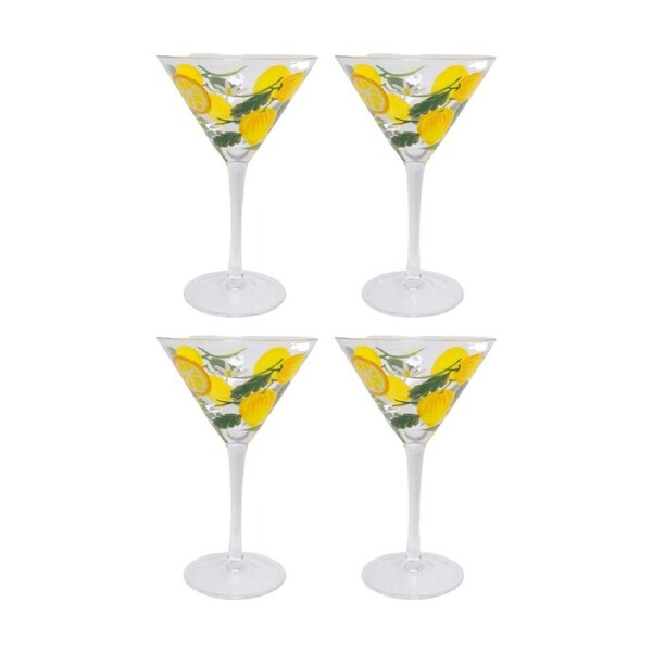 4PK LVD Lemoncello Martini Glass Barware/Drinkware Decor Yellow/Clear 17x10cm