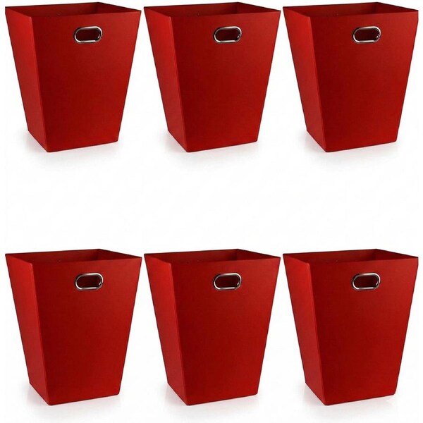 6x 12L EAZI FOLD Foldable Office Waste Rubbish Bin Collapsible Space Saving in Red