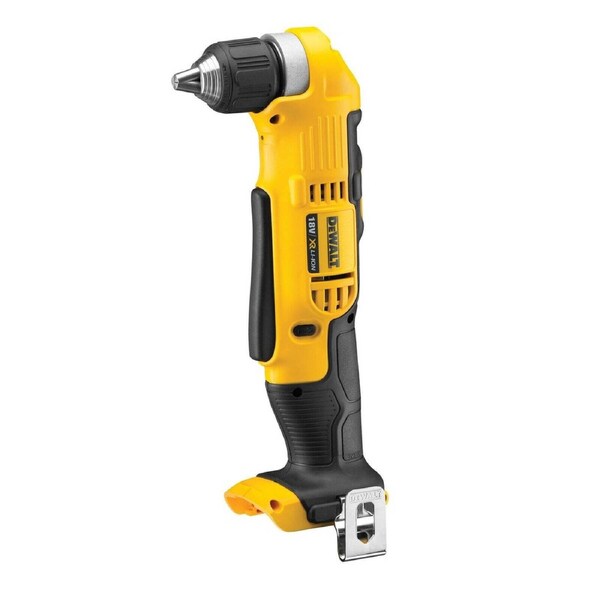 Dewalt 18V XR Right Angle Drill Skin Only - Compact Lightweight Design - 10mm Chuck - Black Yellow