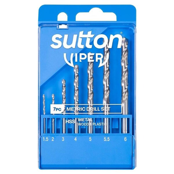 Sutton Tools Viper Metric Drill Bit Refill Set 7 Piece - 1.5mm to 6.0mm - Fast Drilling